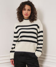 Afbeelding in Gallery-weergave laden, Sweater Coll Stripes lurex W23.07711 black white
