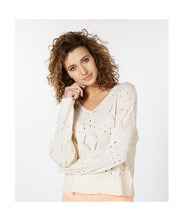 Afbeelding in Gallery-weergave laden, Sweater V-neck ajour SP23.02012 off white
